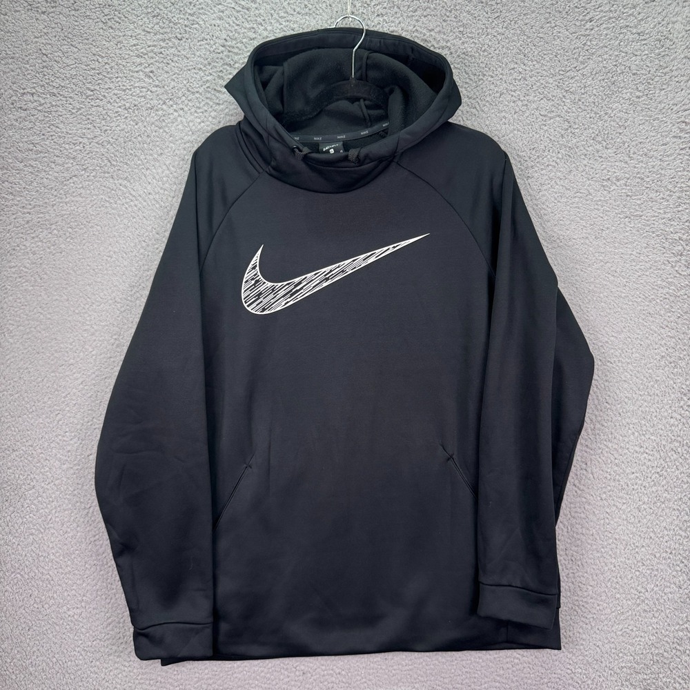 Nike Hoodie Men XL Black GFX 4 Fleece Pullover Hooded Sweatshirt Lounge Big Logo